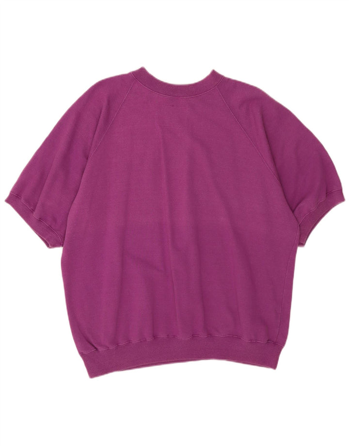 CHAMPION Mens Graphic Short Sleeve Sweatshirt Jumper Large Purple