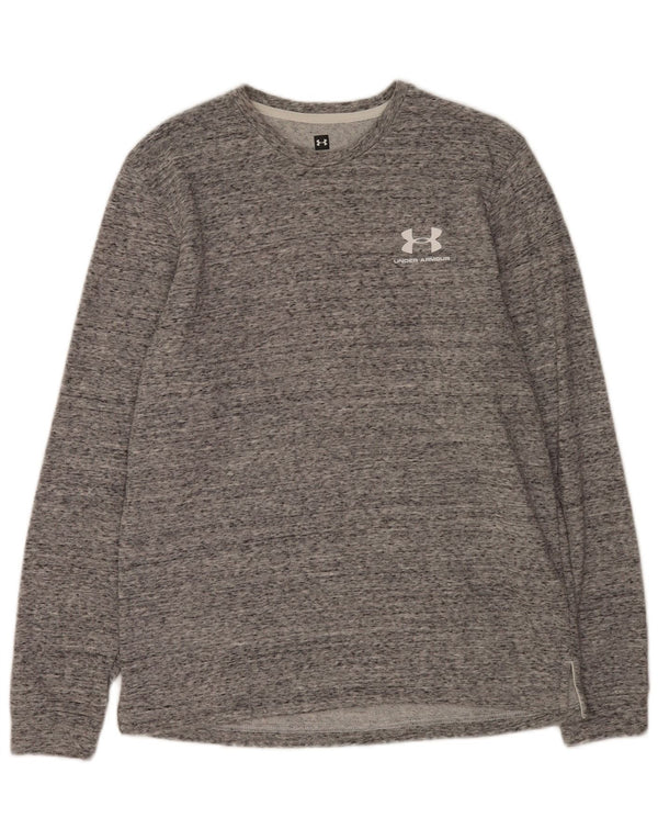 Under Armour Mens Graphic Sweatshirt Jumper Medium Grey Flecked Cotton