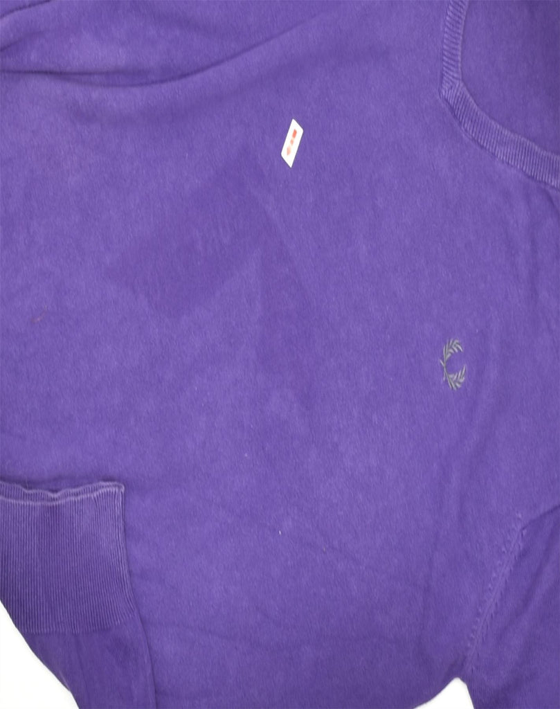 FRED PERRY Mens V-Neck Jumper Sweater Medium Purple Cotton | Vintage | Thrift | Second-Hand | Used Clothing | Messina Hembry 