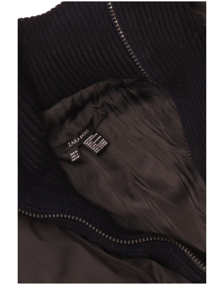 Zara Womens Crop Padded Jacket EU 38 Small Black Polyester