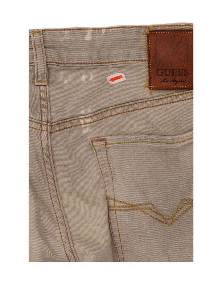 GUESS Mens Distressed Skinny Jeans W32 L32 Grey Cotton
