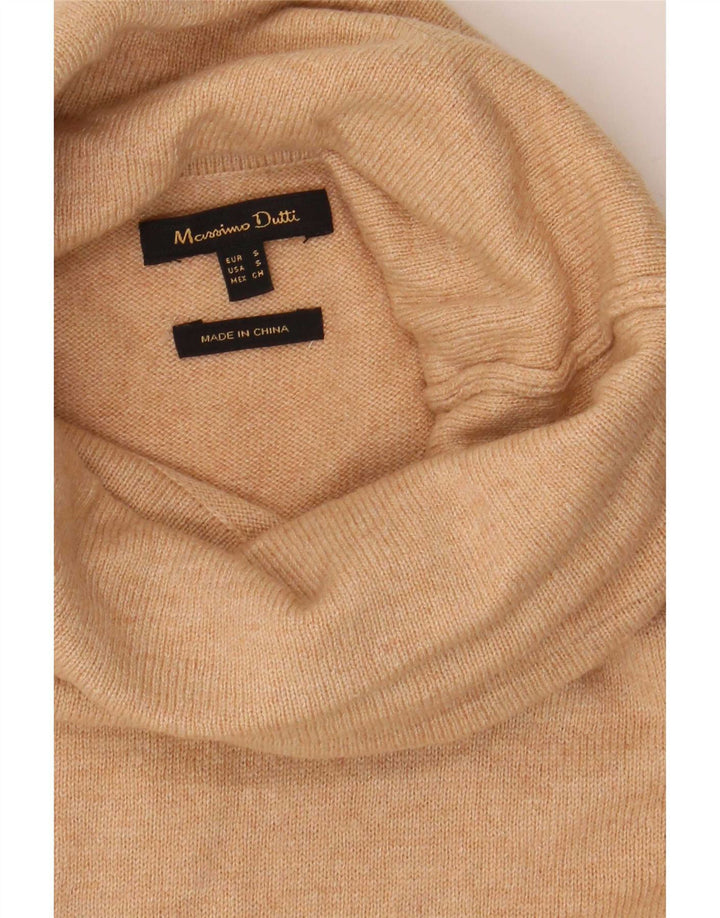 Massimo Dutti Womens Oversized Roll Neck Jumper Sweater UK 10 Small Beige