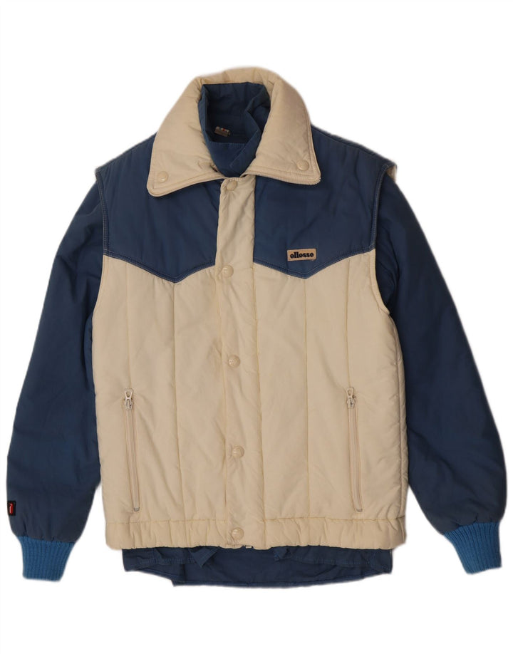 Ellesse Womens Windbreaker Jacket IT 44 Medium Blue Colourblock Cotton