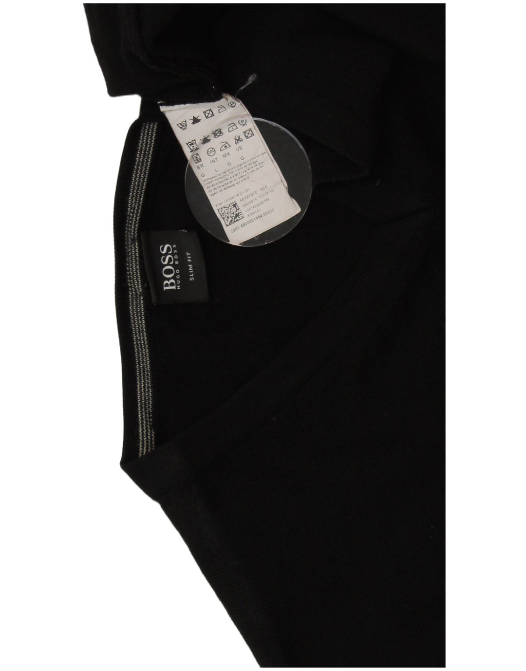 HUGO BOSS Mens Slim Fit V-Neck Jumper Sweater Large Black Wool