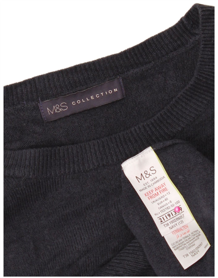 Marks & Spencer Womens Boat Neck Jumper Sweater UK 12 Medium Navy Blue