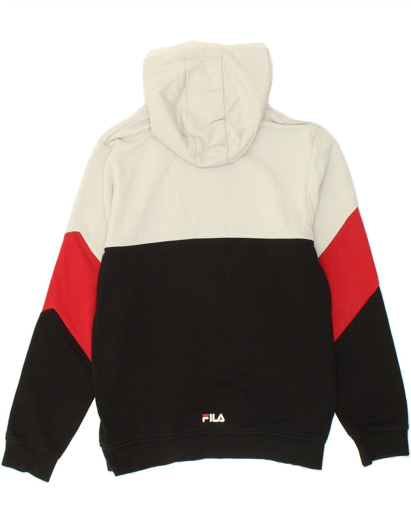 FILA Boys Graphic Hoodie Jumper 11-12 Years Black Colourblock Cotton Vintage Fila and Second-Hand Fila from Messina Hembry 