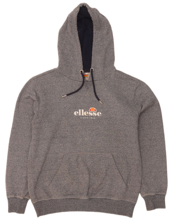 Ellesse Mens Graphic Hoodie Jumper Medium Grey Flecked Cotton