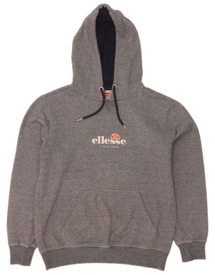 Ellesse Mens Graphic Hoodie Jumper Medium Grey Flecked Cotton