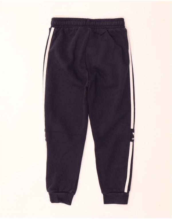 Adidas Boys Tracksuit Trousers Joggers 7-8 Years  Navy Blue Cotton