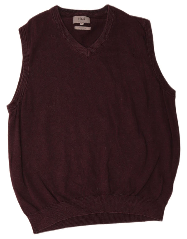 Marks & Spencer Mens Vest Tank Top Large Purple Cotton
