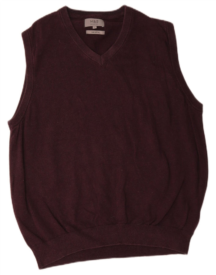 Marks & Spencer Mens Vest Tank Top Large Purple Cotton