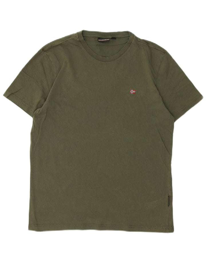 NAPAPIJRI Mens Geographic T-Shirt Top Small Khaki