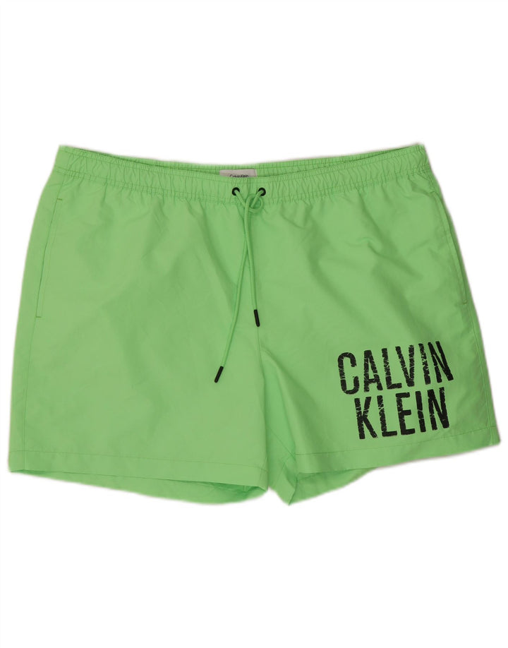 CALVIN KLEIN Mens Graphic Swimming Shorts 2XL  Green Polyester