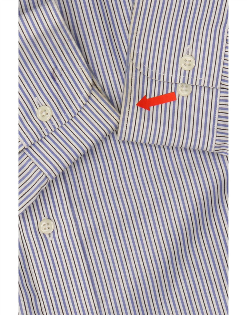 RALPH LAUREN Mens Fitted Shirt Size 17 43 XL Blue Pinstripe Cotton Vintage Ralph Lauren and Second-Hand Ralph Lauren from Messina Hembry 