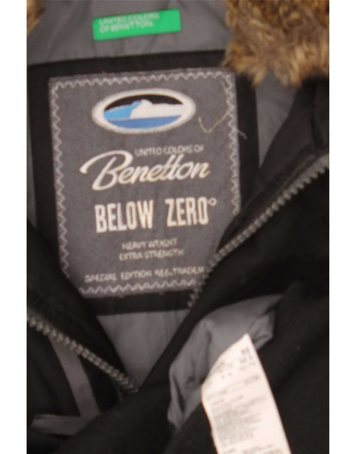 Benetton Mens Hooded Padded Jacket IT 50 Large Black