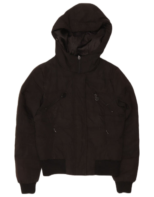 Zara Womens Hooded Padded Jacket UK 10 Small Black