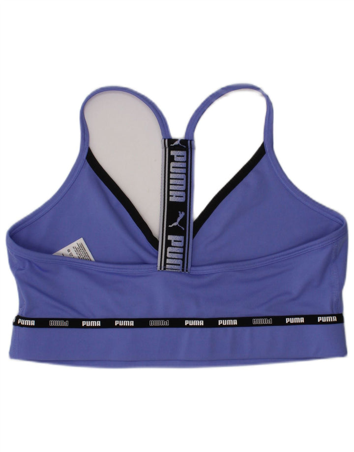 Puma Womens Graphic Sport Bra Top Medium Blue Polyester Sports