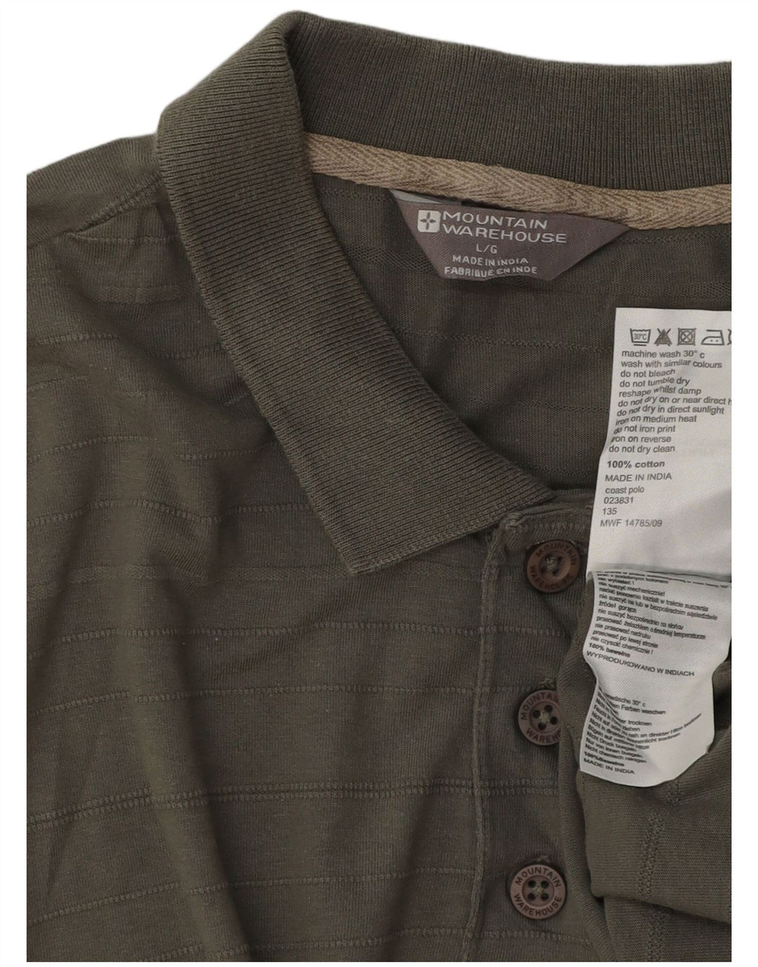Mountain Warehouse Mens Polo Shirt Large Khaki Cotton