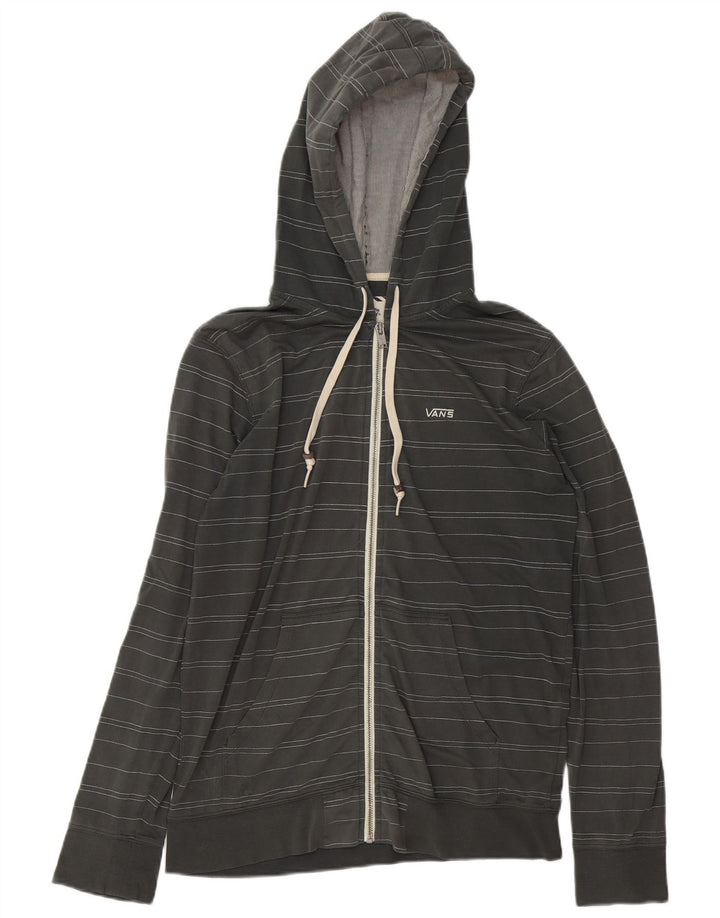 Vans Mens Zip Hoodie Sweater Small Grey Striped Cotton
