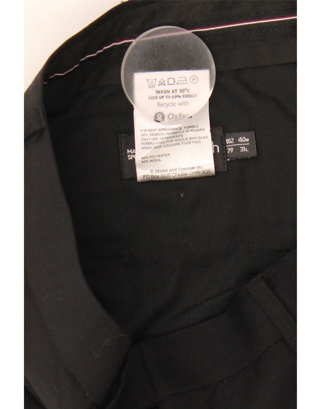 Marks & Spencer Mens Autograph Straight Suit Trousers W40 L31 Black