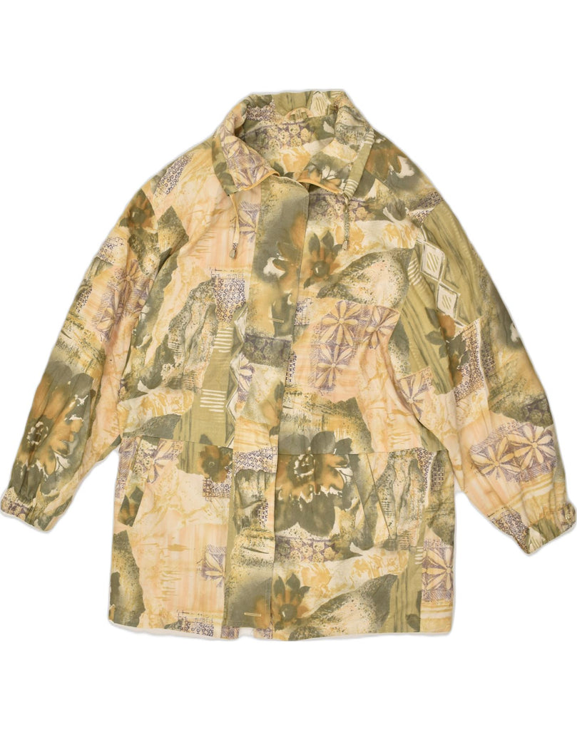 VINTAGE Womens Crazy Pattern Windbreaker Coat UK 14 Large  Khaki Floral | Vintage Vintage | Thrift | Second-Hand Vintage | Used Clothing | Messina Hembry 