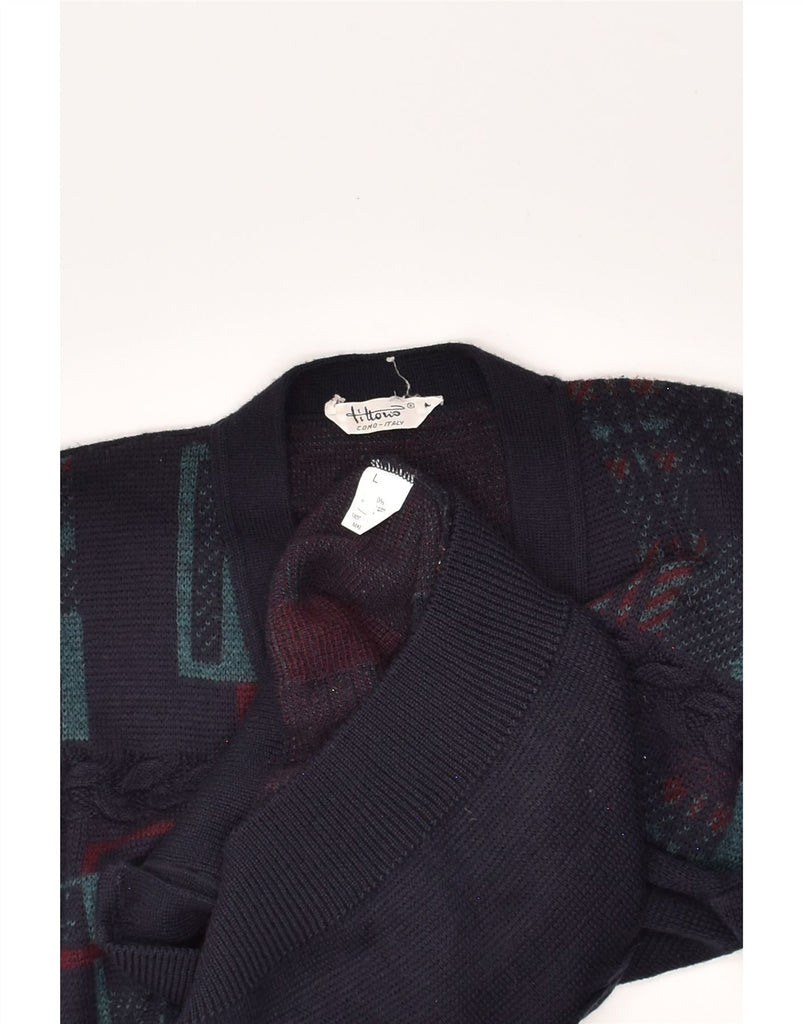 VINTAGE Mens Cardigan Sweater Large Navy Blue Wool | Vintage Vintage | Thrift | Second-Hand Vintage | Used Clothing | Messina Hembry 