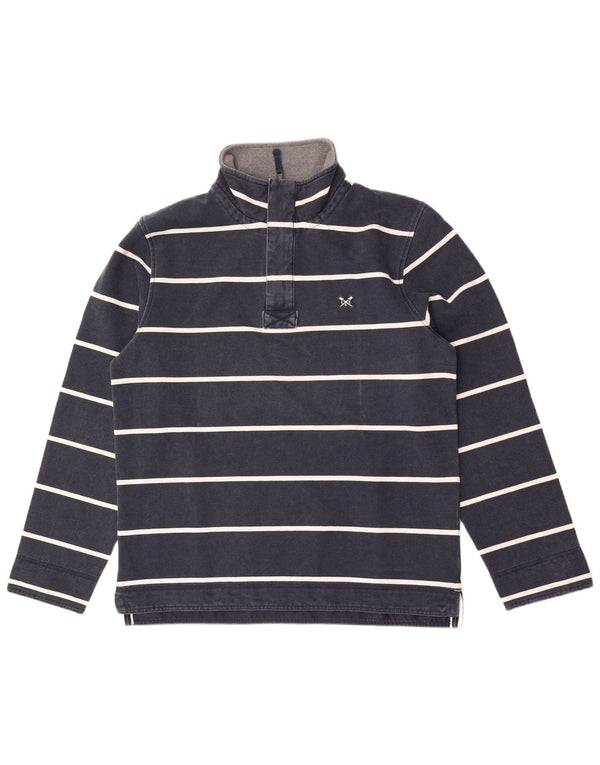 Crew Clothing Mens Zip Neck Sweatshirt Jumper Large Navy Blue Striped
