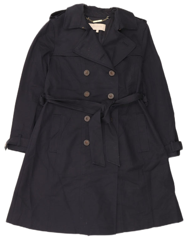 Hobbs Womens Trench Coat UK 12 Medium Navy Blue Cotton