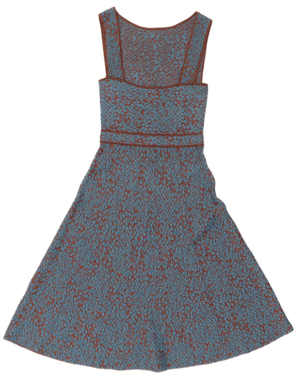 Missoni Womens Sleeveless A-Line Dress IT 42 Medium Blue Spotted Polyamide