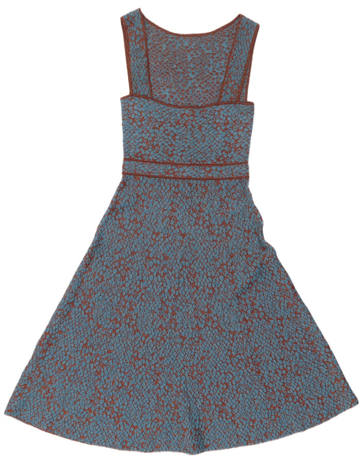 Missoni Womens Sleeveless A-Line Dress IT 42 Medium Blue Spotted Polyamide