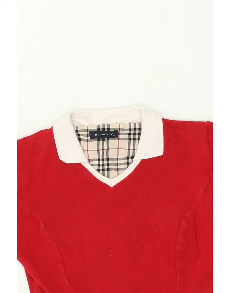 BURBERRY Girls Short Sleeve Polo Dress 10-11 Years Red Cotton | Vintage Burberry | Thrift | Second-Hand Burberry | Used Clothing | Messina Hembry 
