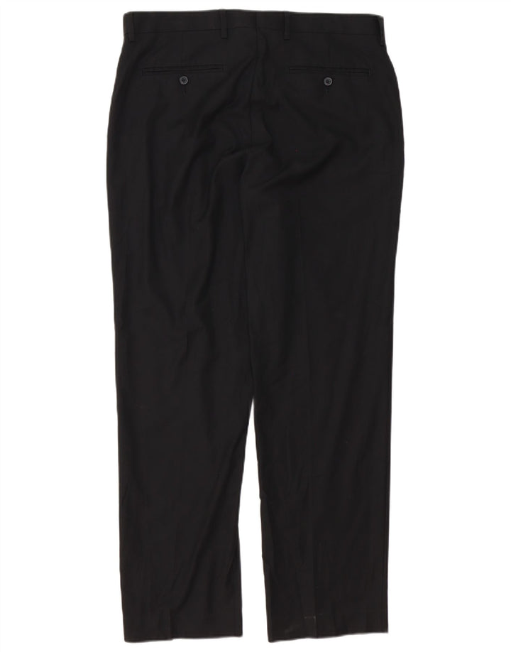 Marks & Spencer Mens Regular Fit Suit Trousers W34 L31 Black Polyester