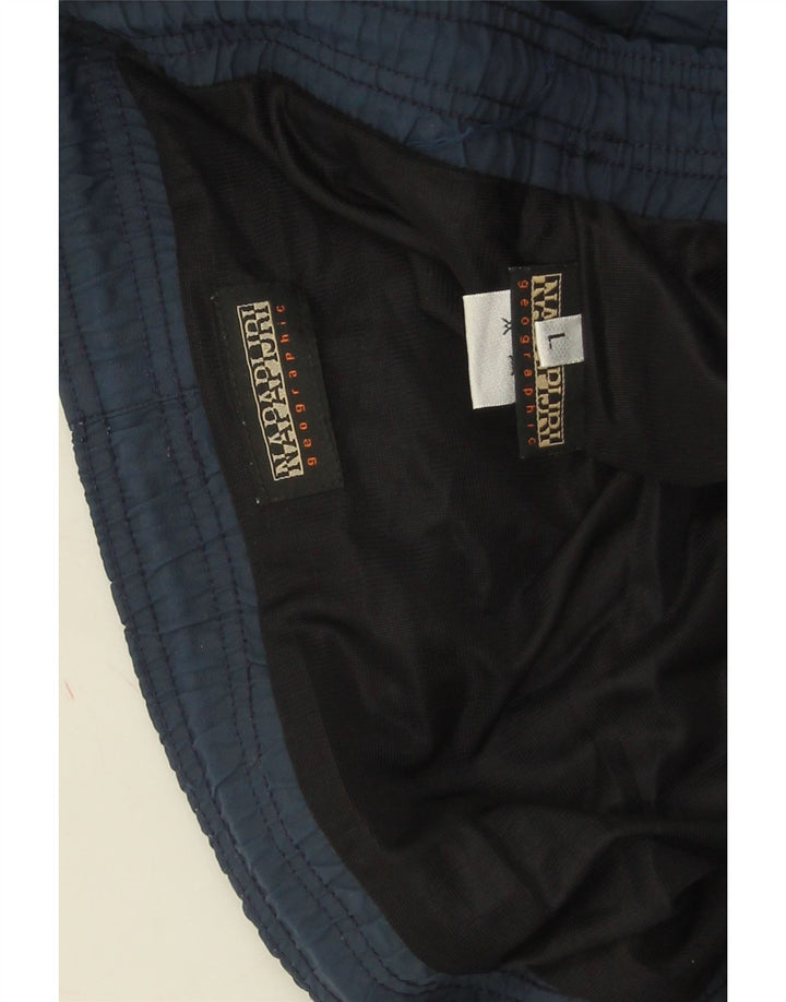 Napapijri Mens Graphic Swimming Shorts Large Navy Blue Colourblock Nylon