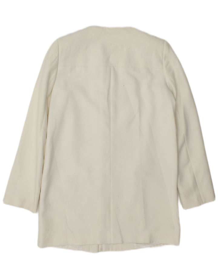 Zara Womens Longline Blazer Jacket UK 14 Medium White Polyester