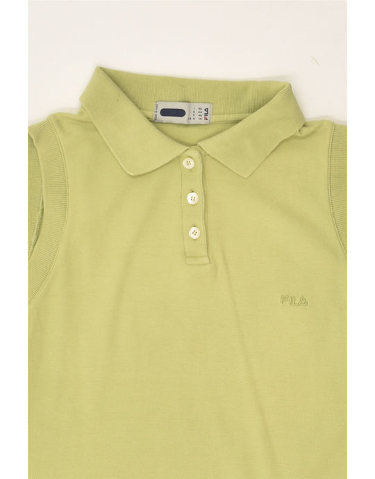 FILA Womens Slim Sleeveless Polo Shirt US 14 XL Green Vintage Second Hand Clothing Online Messina Hembry