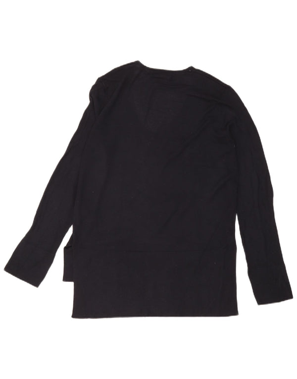 Zara Womens Top Long Sleeve UK 14 Medium Navy Blue Viscose