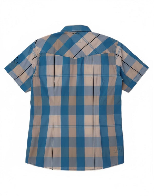 O'Neill Mens Short Sleeve Slim Fit Shirt XL Blue Check Cotton