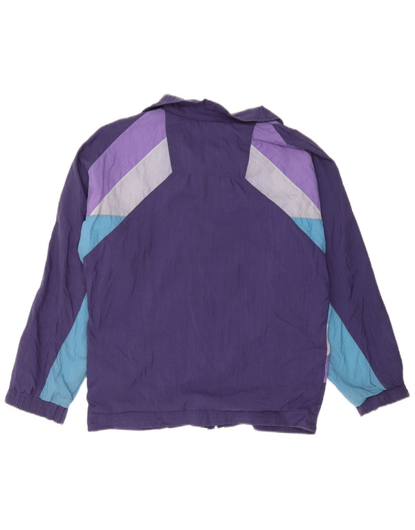 Leopard Mens Tracksuit Top Jacket Medium Purple Colourblock Nylon