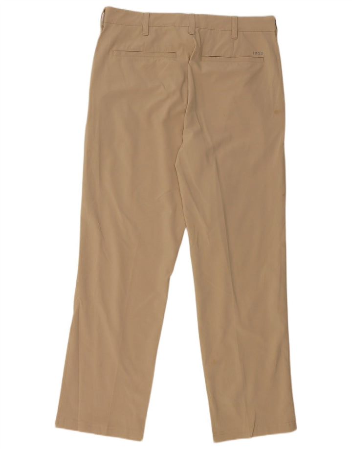 Izod Womens Straight Chino Trousers W32 L30 Beige Polyester