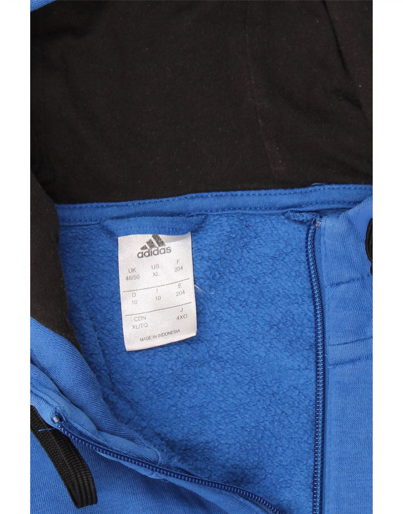 ADIDAS Mens Graphic Zip Hoodie Sweater UK 48/50 XL Blue Cotton Vintage Adidas and Second-Hand Adidas from Messina Hembry 