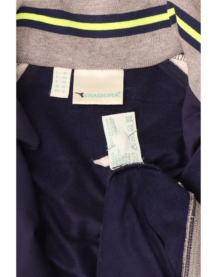 Diadora Mens Graphic Tracksuit Top Jacket UK 36 Small Navy Blue Colourblock