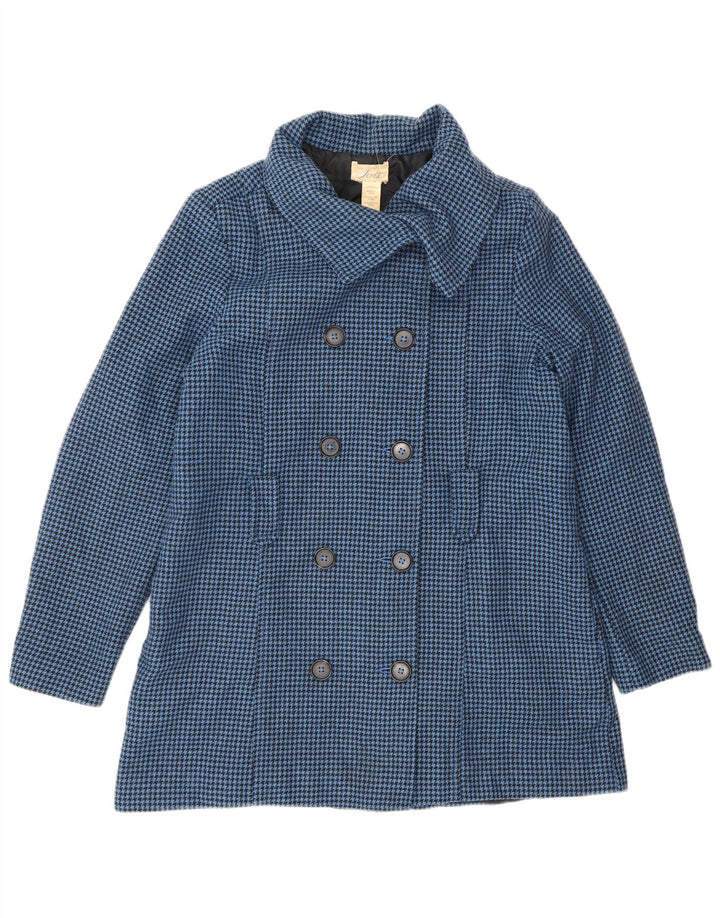 LEVI'S Womens Double Breasted Coat UK 16 Large Blue Houndstooth Wool