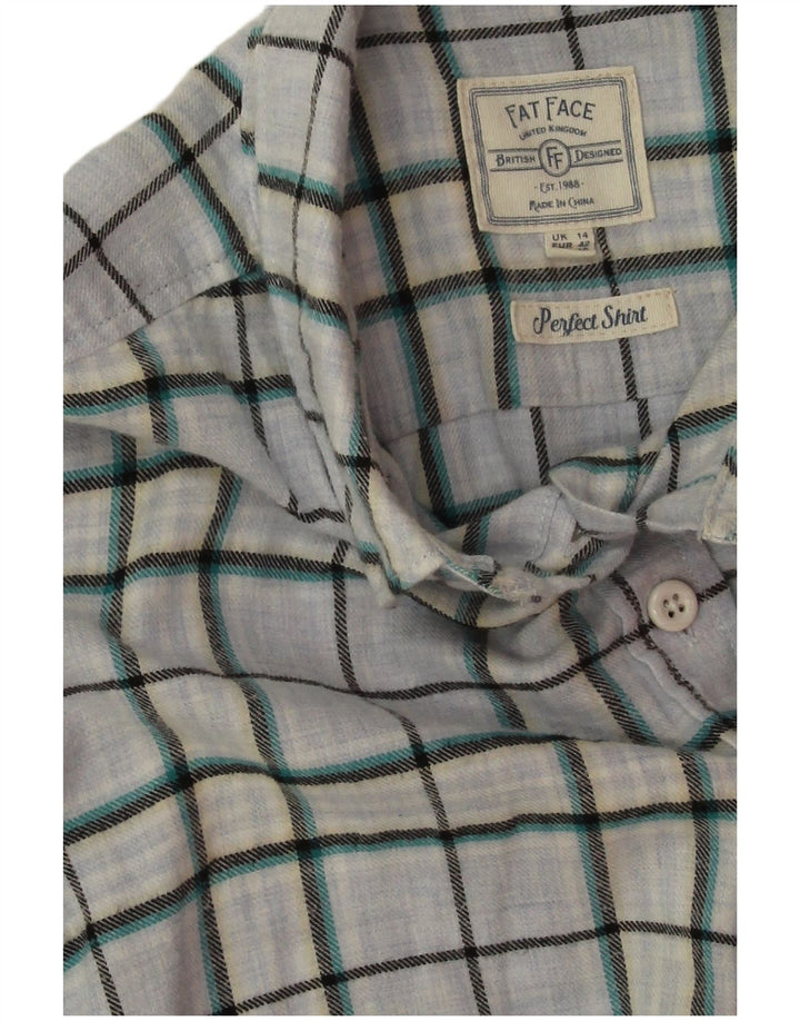 Fat Face Womens Oversized Shirt UK 14 Large Blue Check