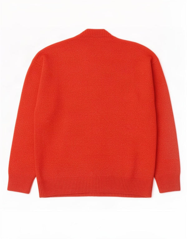 Zara Mens Crew Neck Jumper Sweater Medium Orange