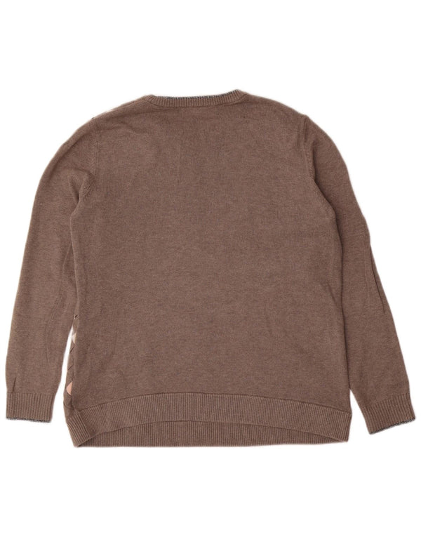 Ted Baker Womens Crew Neck Jumper Sweater Size 3 Medium Grey Argyle/Diamond