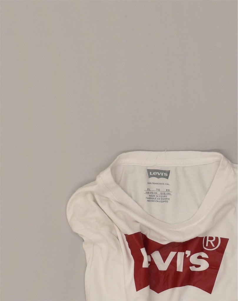 LEVI'S Boys Graphic Top Long Sleeve 13-14 Years XL White Cotton | Vintage Levi's | Thrift | Second-Hand Levi's | Used Clothing | Messina Hembry 