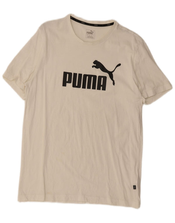Puma Mens Graphic T-Shirt Top Large White Cotton