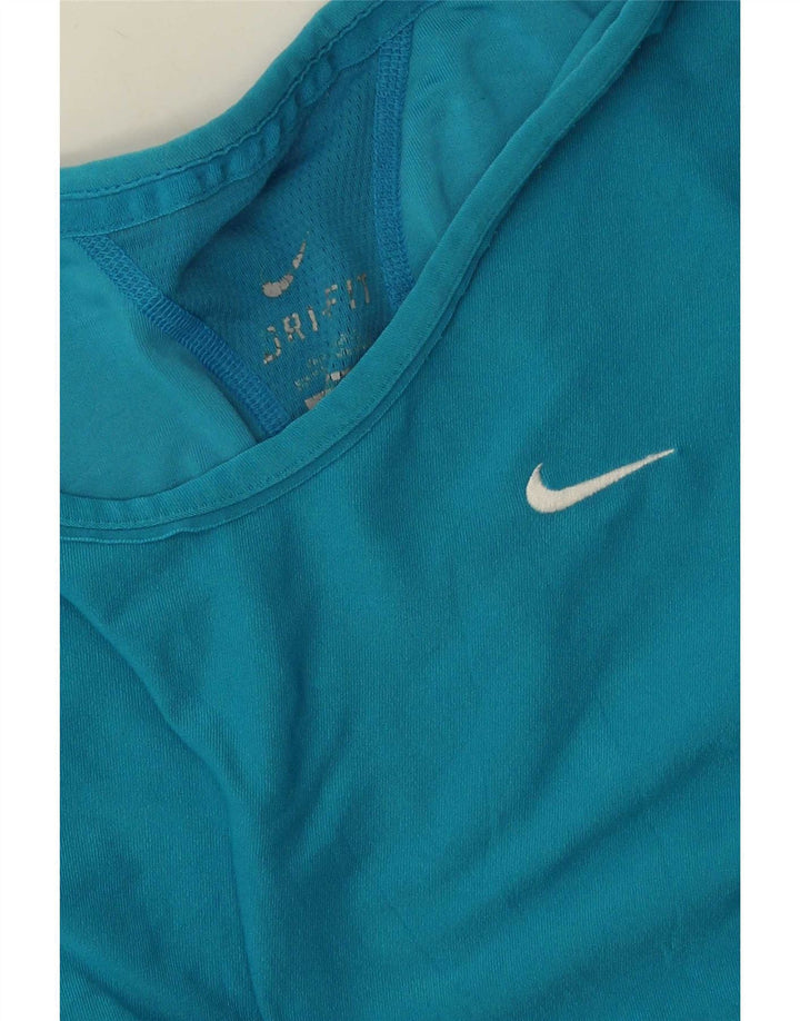 Nike Womens Dri Fit T-Shirt Top UK 10 Small Blue Polyester