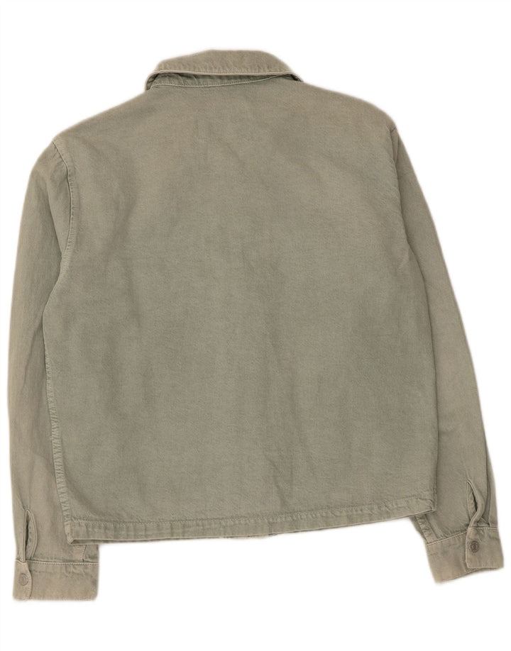 Zara Mens Denim Shirt Medium Green Cotton