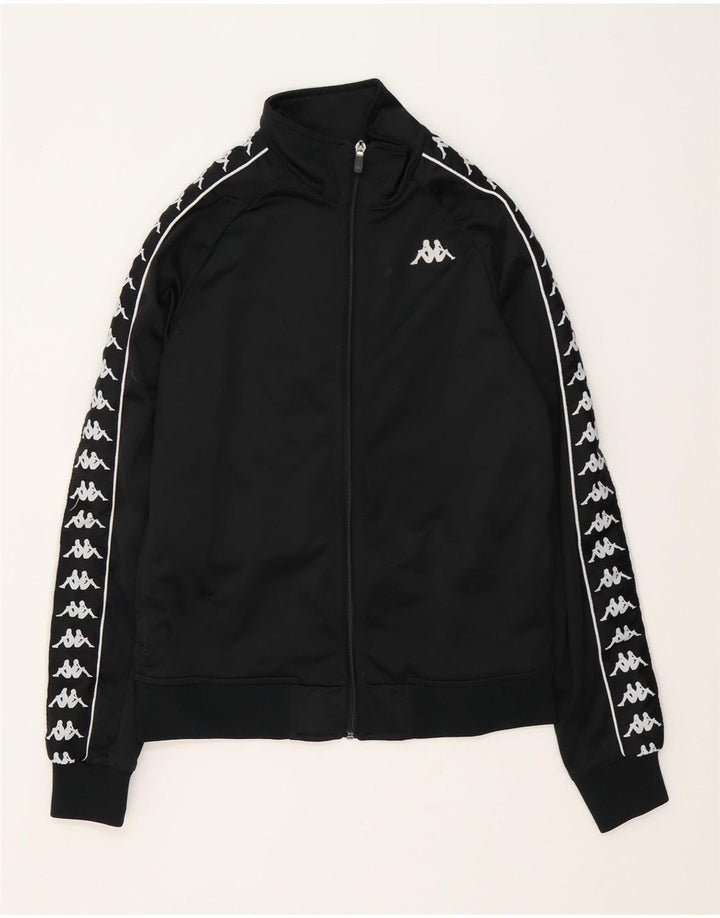 KAPPA Boys Graphic Tracksuit Top Jacket 15-16 Years Black Polyester